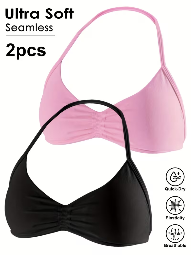 Sports Bra High Impact - 2피스 심리스 섹시 오픈 백 짐