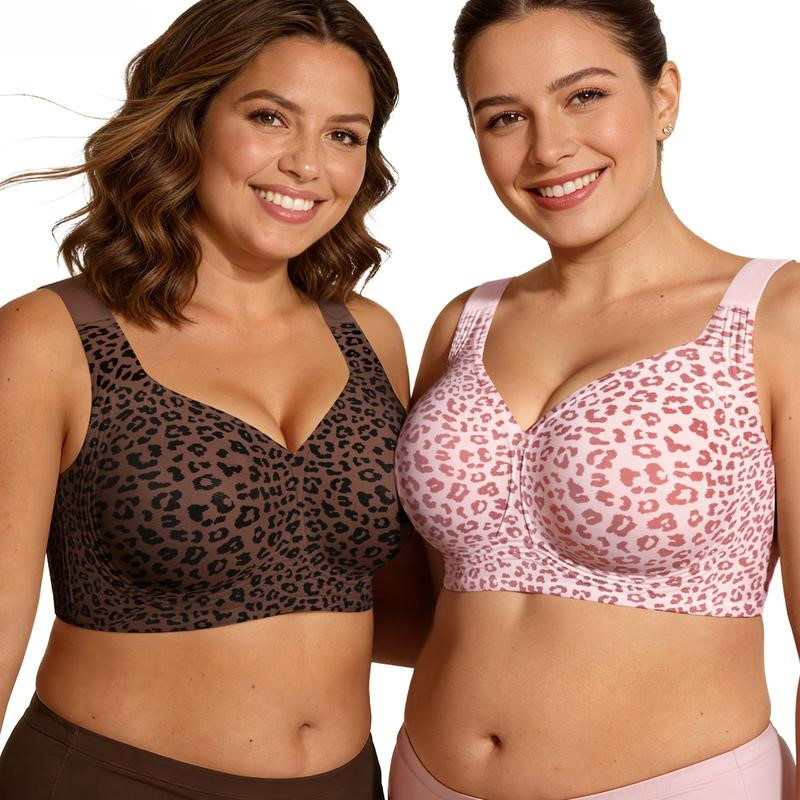 1Pcs 레오파드 프린트 심리스 무선 브라, 풀 커버리 - Bralette Wireless Soft 리뷰 및 가격