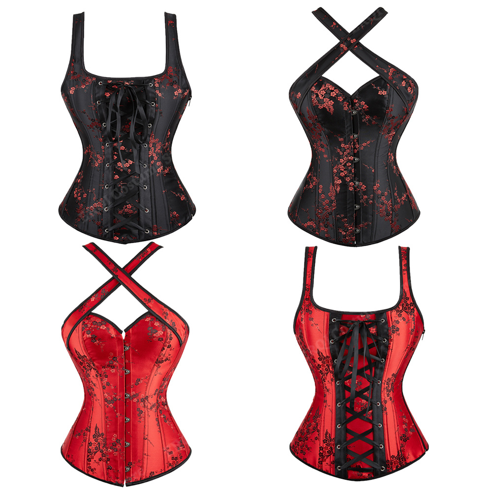 코르셋 여성 꽃 자카드 코르셋 Bustiers 블랙 고 - Corset Waist Cinch 리뷰 및 가격