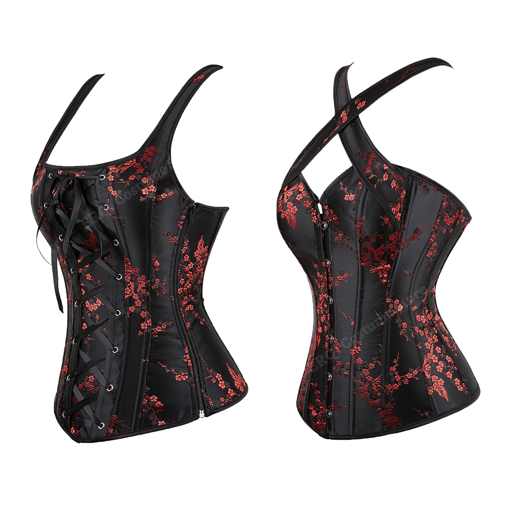 코르셋 여성 꽃 자카드 코르셋 Bustiers 블랙 고 - Corset Waist Cinch 리뷰 및 가격